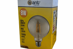 Ampolleta LED Filamento Vintage G125 8W E27 2700K Luz Cálida Ámbar Grande