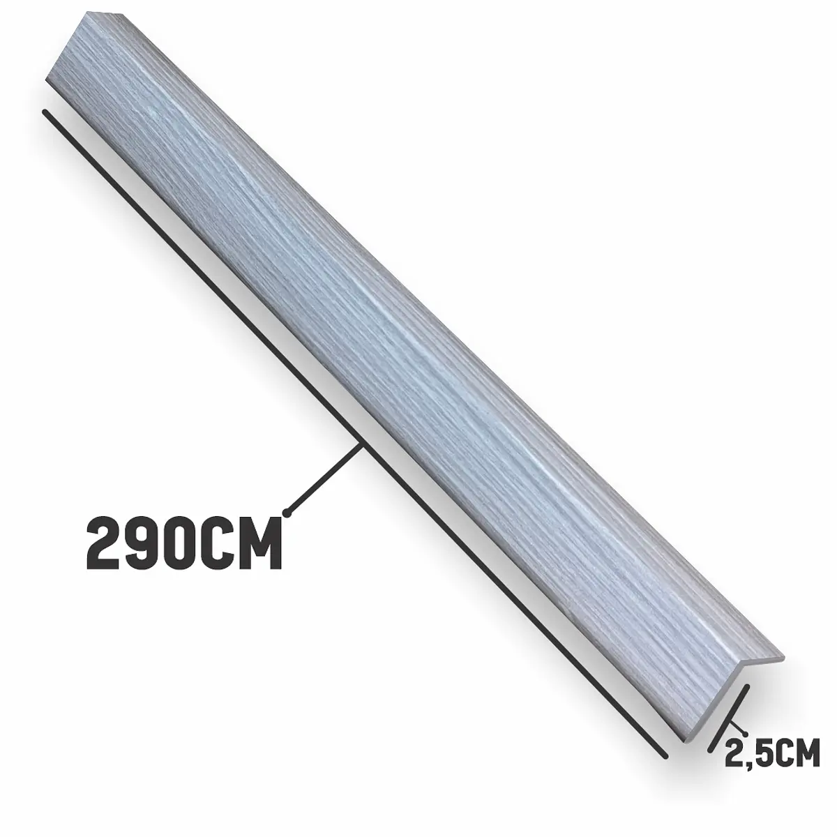Ángulo L de PVC 2.5x2.5x290cm Gris | Casa Contigo