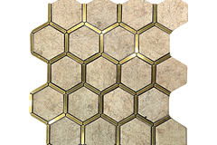 Mosaico hexagonal 29x30 rusticos con bordes dorados