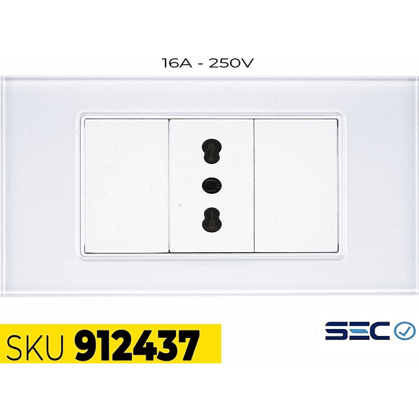 Enchufe Toma Corriente Simple 16A 250V con acrilico protector frontal SEC 1