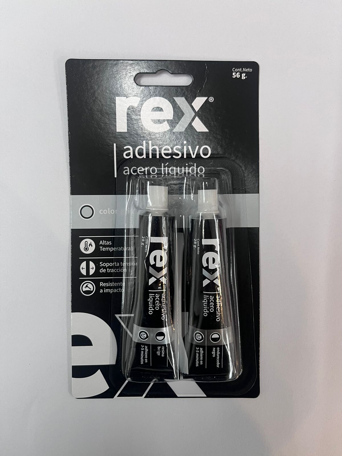 Pegamento Adhesivo Acero Líquido Rex Gris 56g