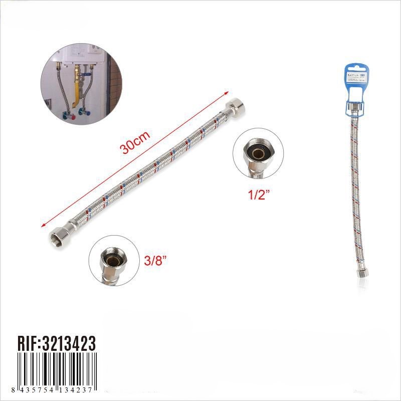 CONECTOR FLEXIBLE 1/2 A 3/8 30CM