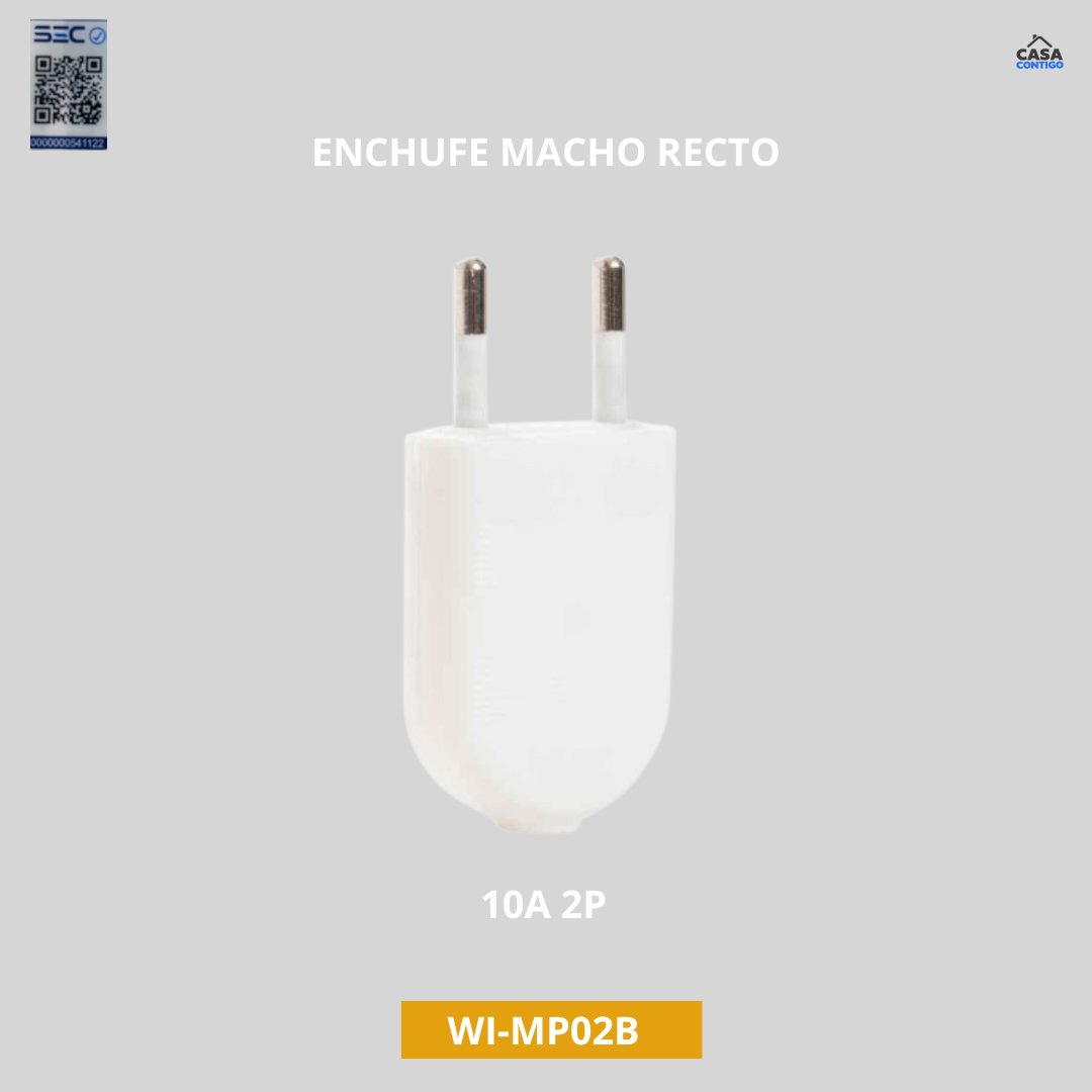 ENCHUFE MACHO RECTO 10A 2P BLANCO
