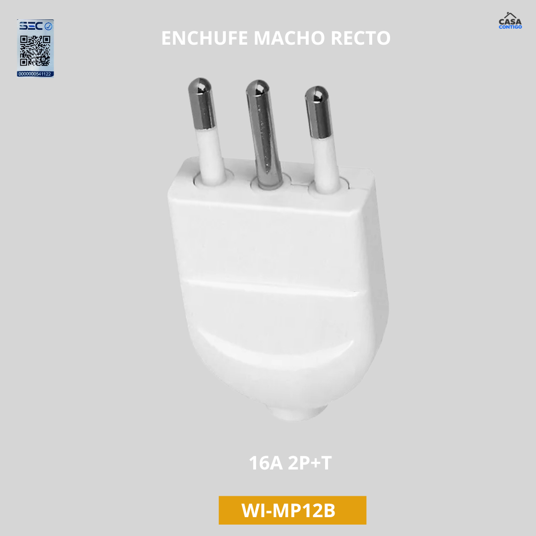 Enchufe Macho Volante 2P+T 16A 250V Dom. Blanco - Scame