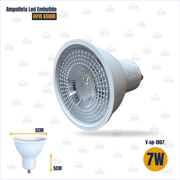  Ampolleta Led Embutido Gu10 7w Fria