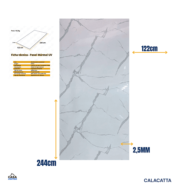 PLANCHA MARMOLEADA UV BO 122*244 3MM CALACATTA  2