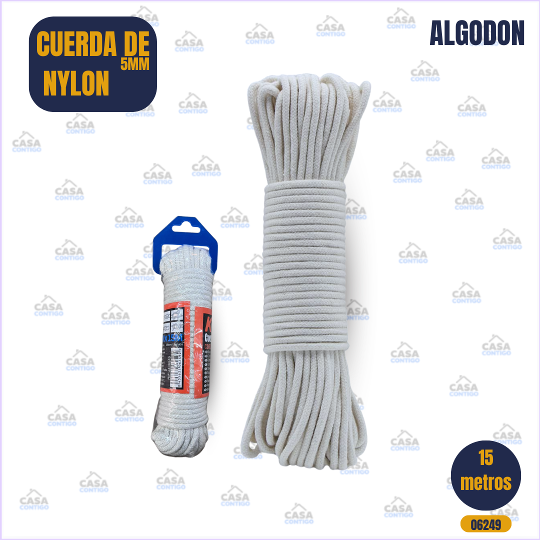 CUERDA DE NYLON 5MM*15M ALGODON