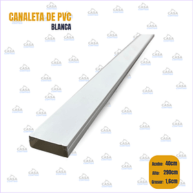 CANALETA DE PVC BLANCA 4cm de ancho*1,6cm de grosor x 200cm de alto
