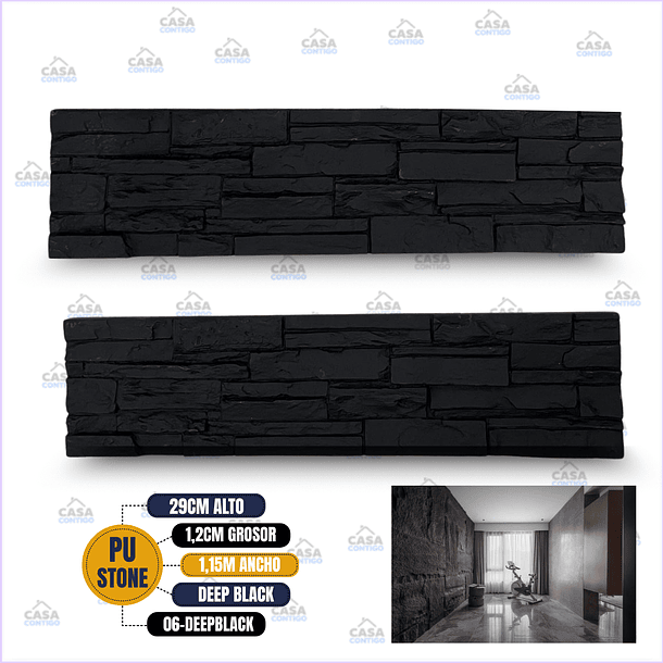 PU STONE 06 DEEP BLACK 1150*290*12mm