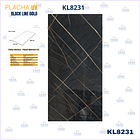 Plancha PVC Tipo Mármol Black Line Gold 122x244cm x 2,5mm 2