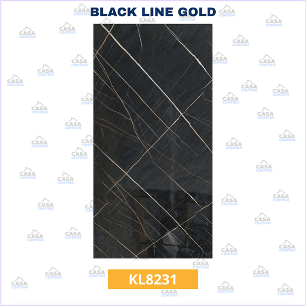 Plancha PVC Tipo Mármol Black Line Gold 122x244cm x 2,5mm 1