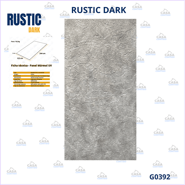 Plancha PVC Rusticas Rusty Gray 122x244cm 2