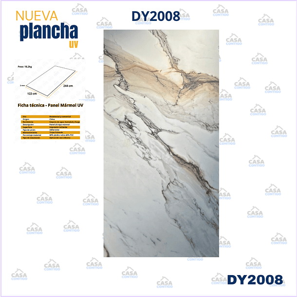 PLANCHA MARMOLEADA UV BO 122*244 3MM 2