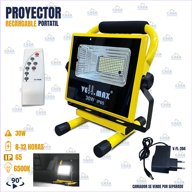 PROYECTOR PORTATIL RECARGABLE 30W 6500K IP65