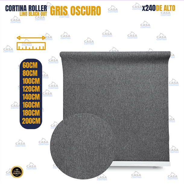 CORTINA ROLLER LINO BLACK OUT Gris oscuro