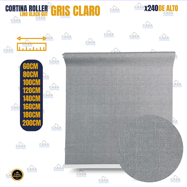 CORTINA ROLLER LINO BLACK OUT Gris claro