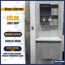 MUEBLE VANITORIO CON ESPEJO 60CM LIGHT GRAY
