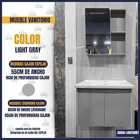 MUEBLE VANITORIO CON ESPEJO 60CM LIGHT GRAY