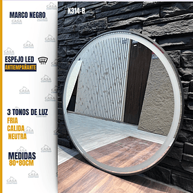 ESPEJO LED 80*80 REDONDO NEGRO