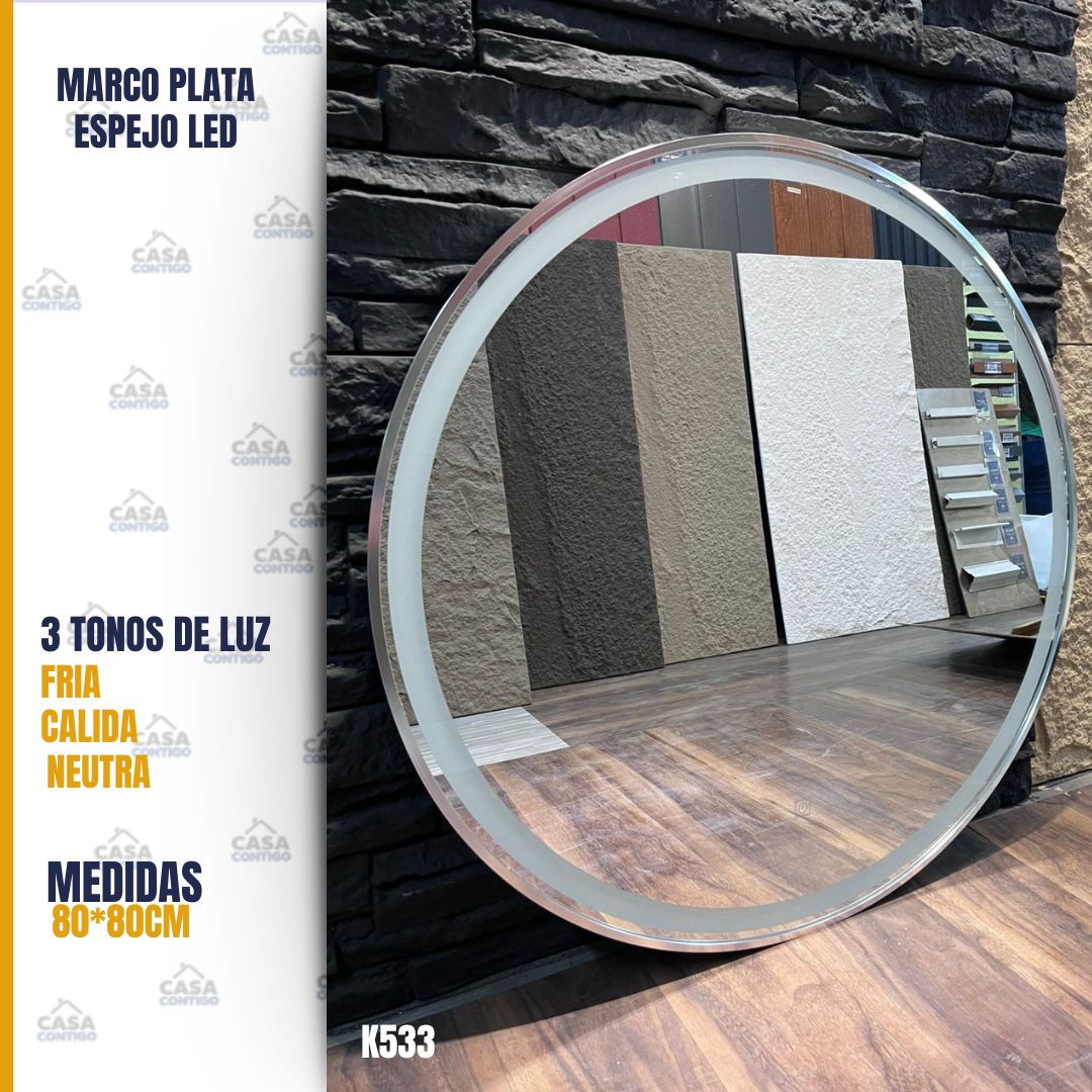 ESPEJO LED 80*80 PLATA