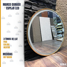  ESPEJO LED 80*80 REDONDO DORADO