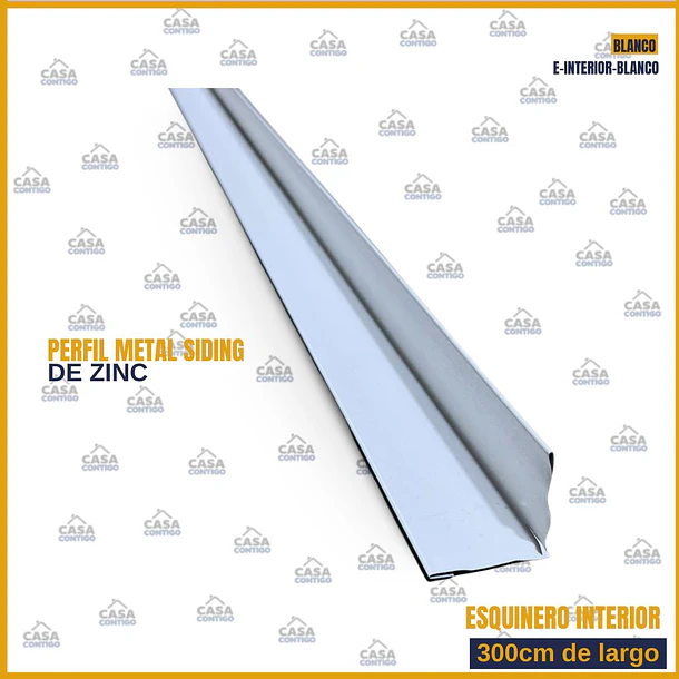 PERFIL METAL SIDING DE ZINC ESQUINERO INTERIOR BLANCO
