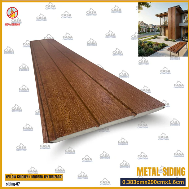 Siding 0.383cmx290cmx1.6cm YELLOW CHICKEN ( MADERA TEXTURIZADA)