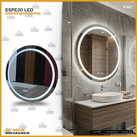 Espejo LED Antiempañante para Baño 80x80 cm