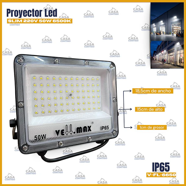 Proyector LED SLIM 220V 50W 6500K  