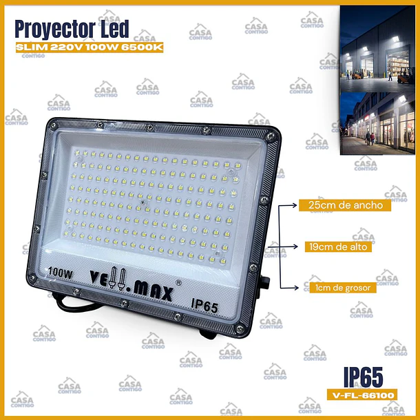 Proyector Led SLIM 220v 100W 6500K