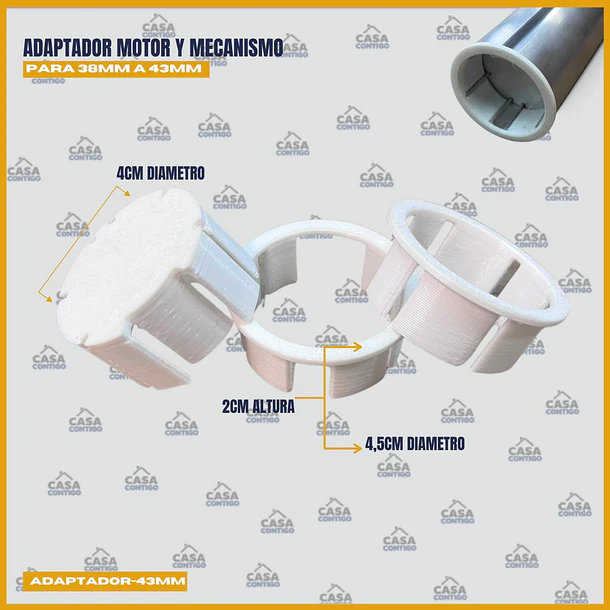 ADAPTADOR MOTOR Y MECANISMO PARA 38MM A 43MM