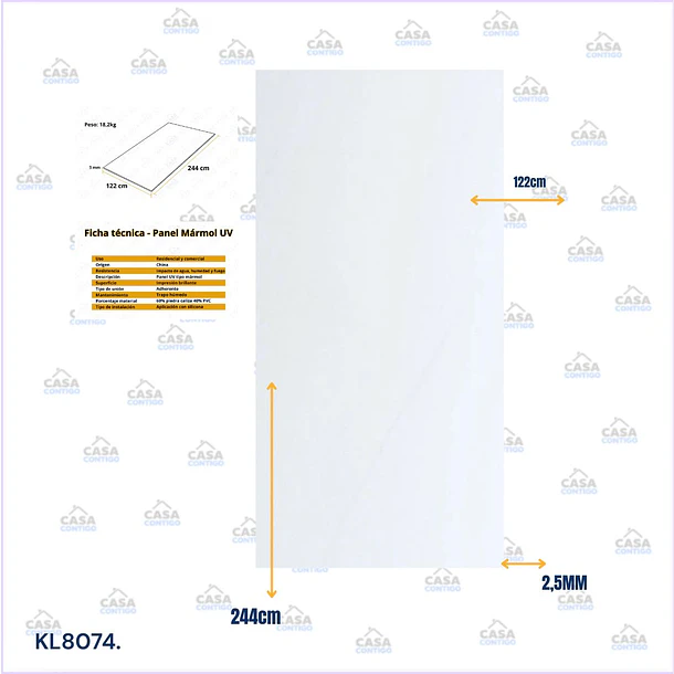 Plancha marmoleada uv 122x244 3mm BLANCO ABSOLUTO 2