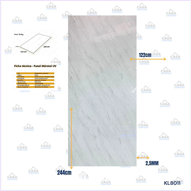 PLANCHA MARMOLEADA UV BO 122*244 3MM 2