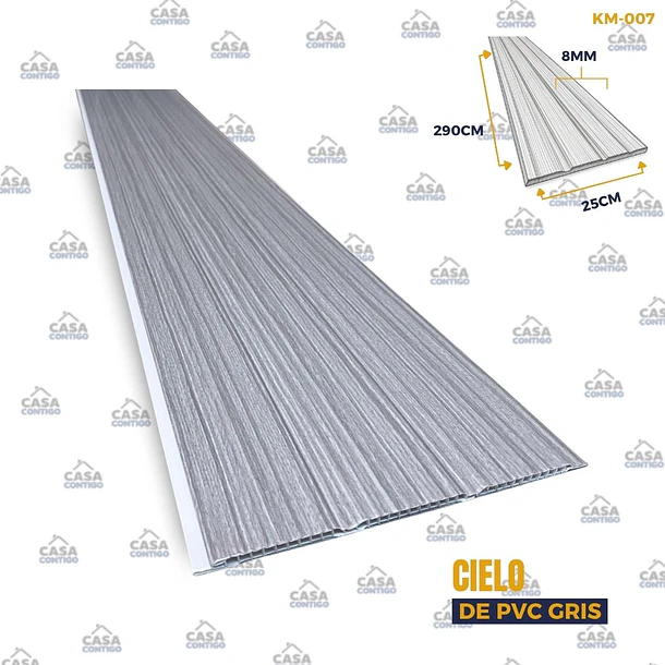 Cielo de pvc 2900*250*8MM GRIS