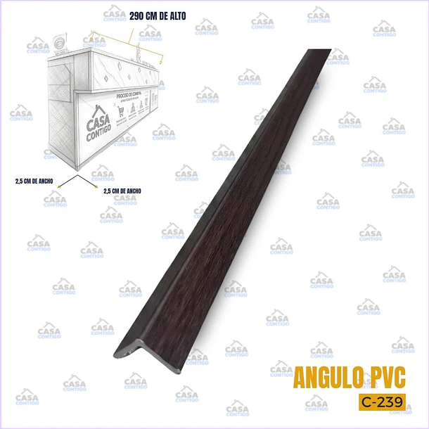 ÁNGULOS PVC 2,5 × 2,5 × 290 CM