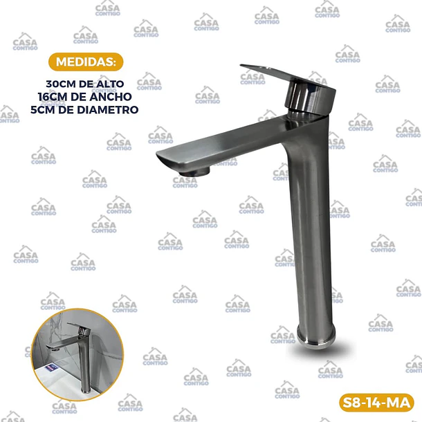 Llave Monomando Alta Matte