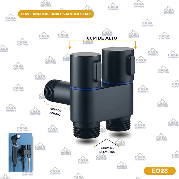 LLAVE ANGULAR DOBLE VALVULA BLACK