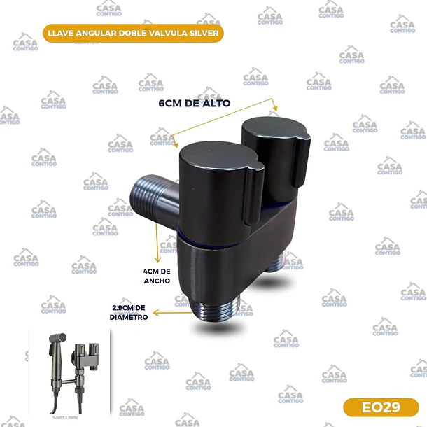 Llave Angular Doble Válvula silver