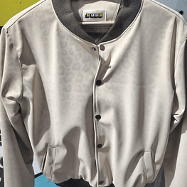 chaqueta regular leopardo cafe