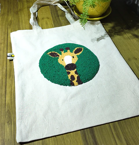 Bolsa de Tela (Tote Bag) Jirafa – Textura 3D Hecha a Mano