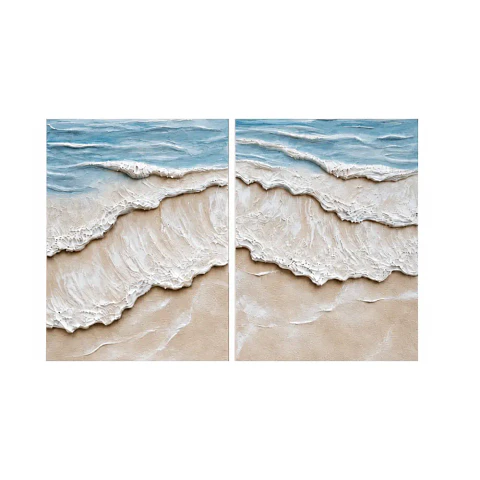 Diptico decorativo pintado a mano y texturizado Brisa de Mar