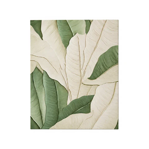 Cuadro decorativo pintado a mano y texturizado Serenidad Botánica