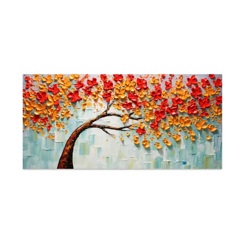 Cuadro decorativo pintado a mano y texturizado Fuego de Otoño