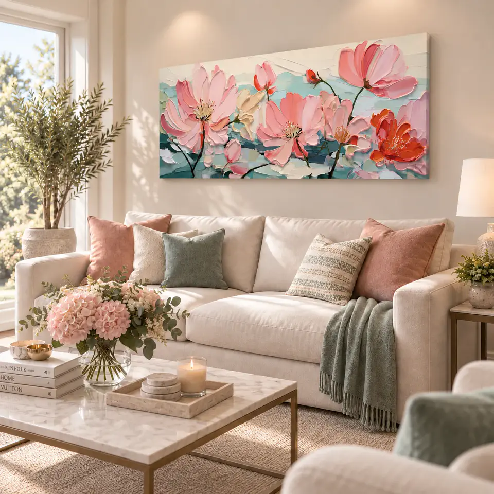 Cuadro decorativo pintado a mano y texturizado Jardín en Flor 3
