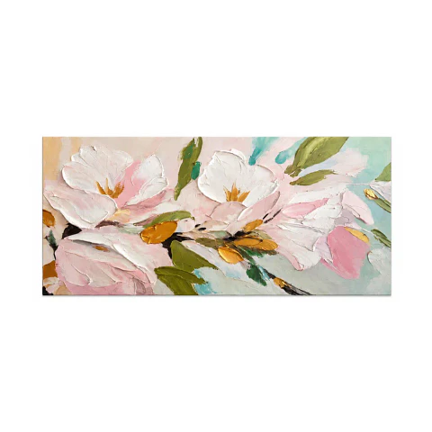 Cuadro decorativo pintado a mano y texturizado Flores en Primavera