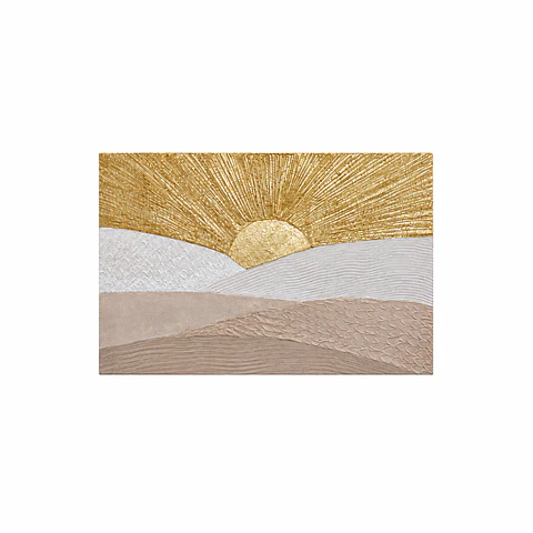 Cuadro decorativo pintado y texturizado a mano Amanecer Dorado 