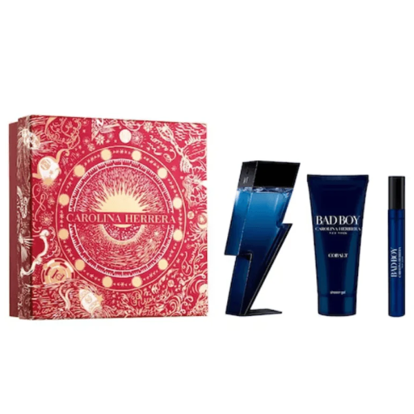 Perfume carolina herrera Bad Boy Cobalt Set EDP 100 ML + EDP 10 ML + 100 ML Shower Gel Hombre 1