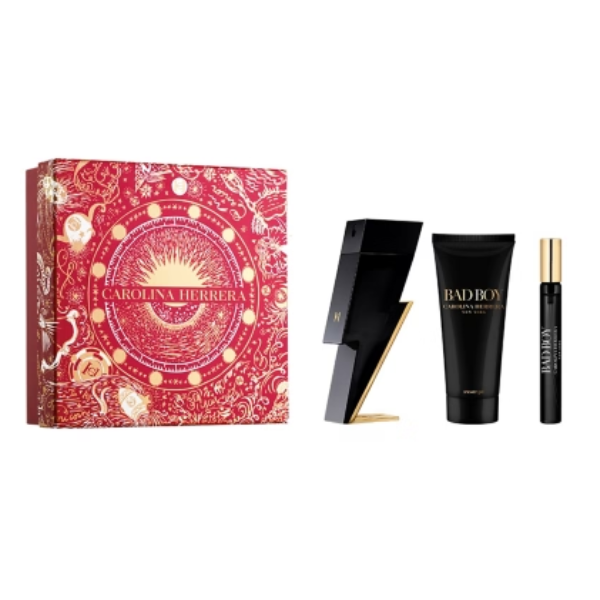 Perfume  Carolina Herrera Bad Boy Set EDT 100 ML + EDT 10 ML + 100 ML Shower Gel Hombre 1