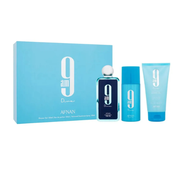 Perfume Estuche Afnan 9 am Dive EDP 100ml + Deo 150ml + Shower Gel 150ml Hombre 1
