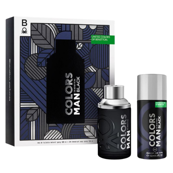 Set Perfume Benetton Colors Man Black EDT 100ml + Desodorante 150ml Hombre 1